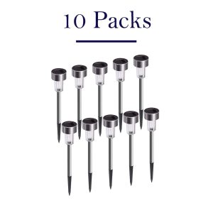 Solar Lights Outdoor 10 Pack Stainless Steel Outdoor Solar Lights