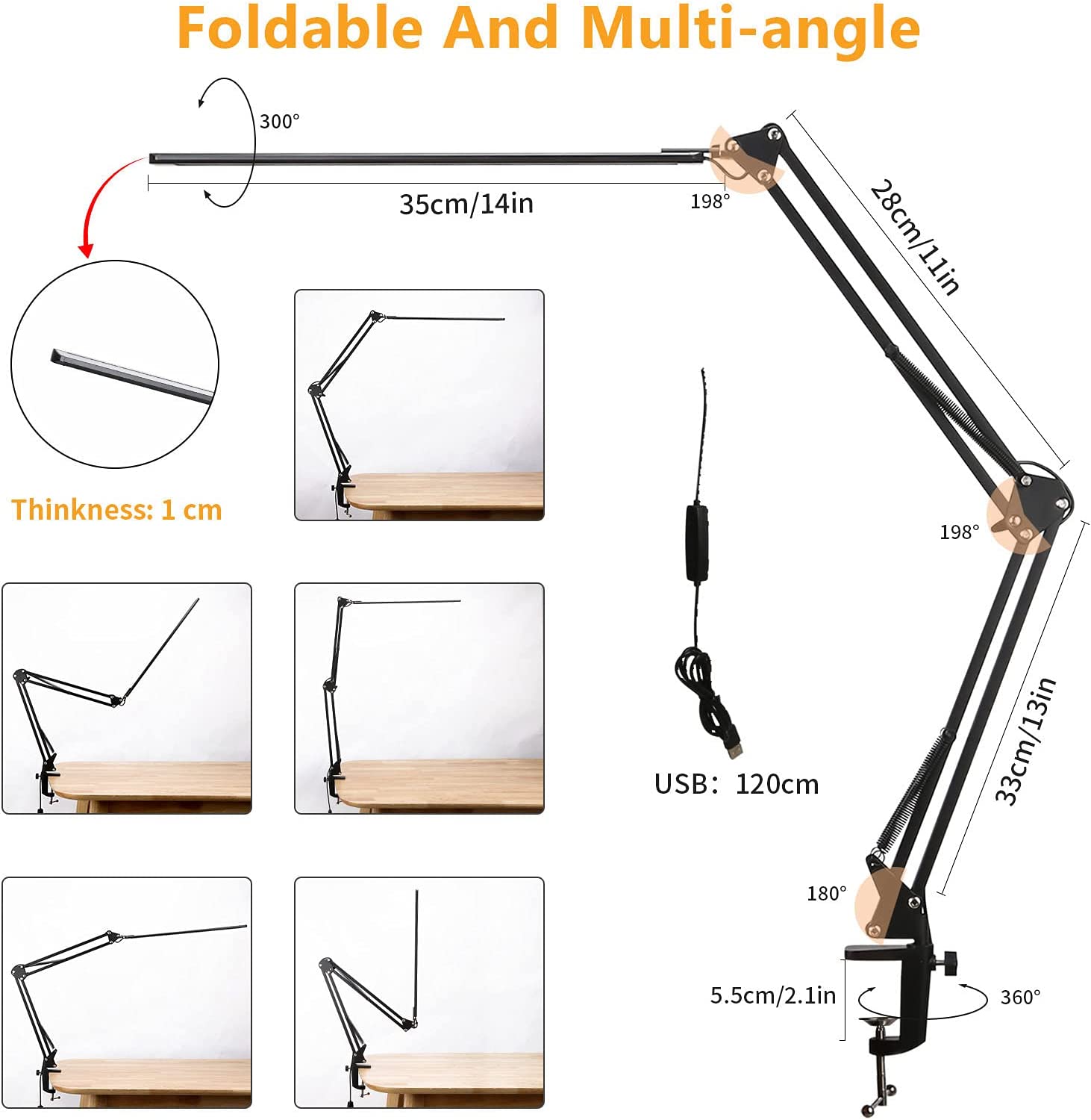 LED Desk Lamp Adjustable Swing Arm Table Lamp - Image 2