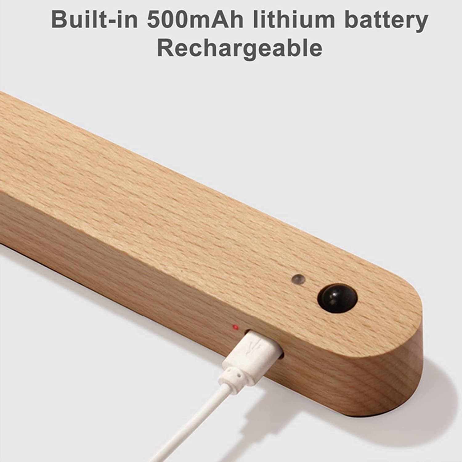 Wooden Motion Sensor Wall Lights Battery Operated LED USB Rechargeable - Image 4