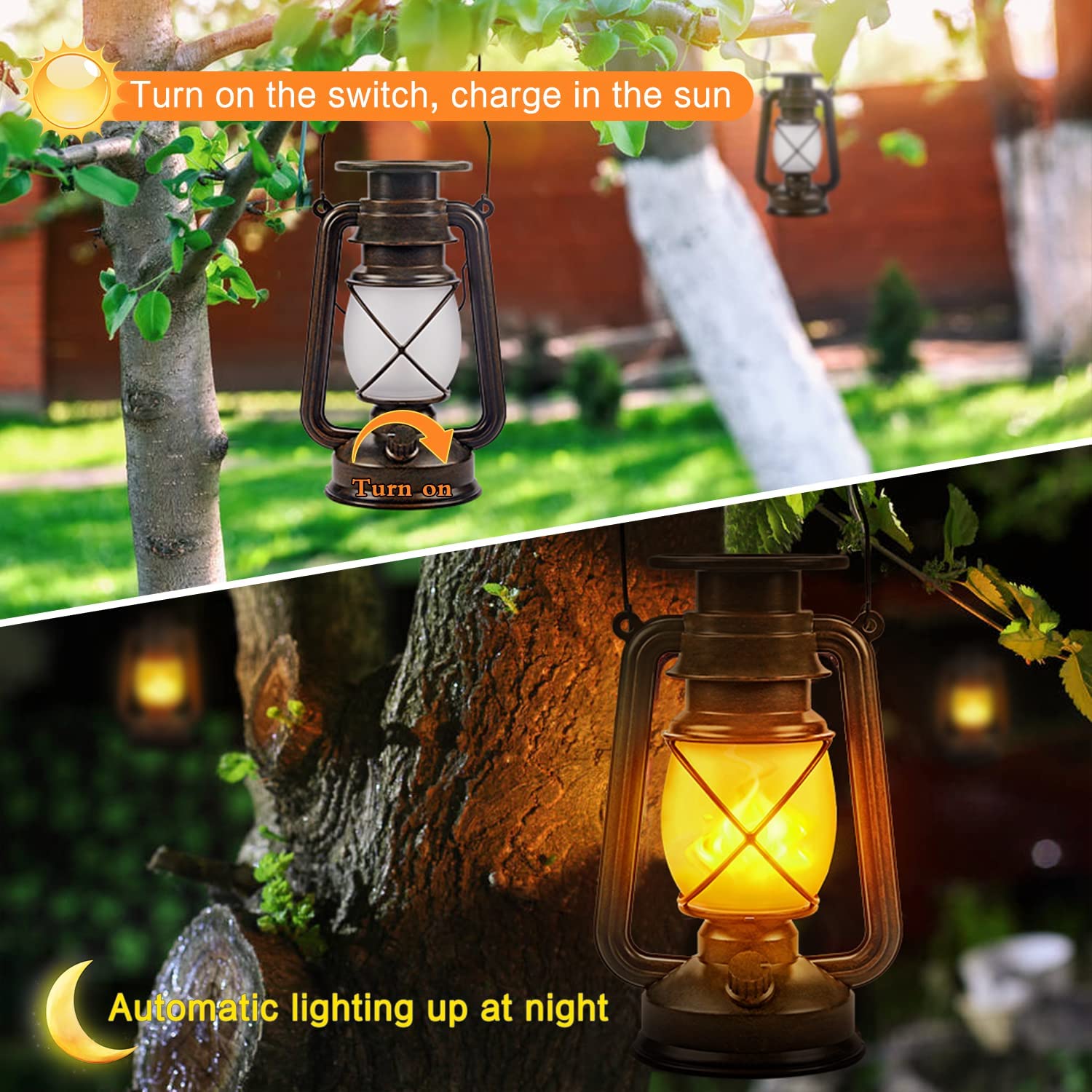 Solar Lights Outdoor Dancing Flame Vintage Led Solar Lantern - Image 7