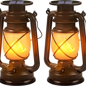 Solar Lights Outdoor Dancing Flame Vintage Led Solar Lantern