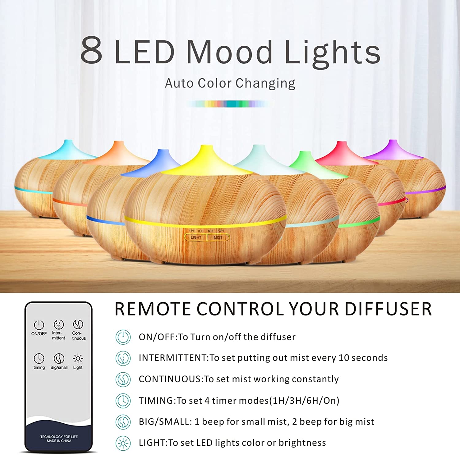 Essential Oil Diffuser 550ml Aromatherapy Diffuser with Remote Control - Image 5