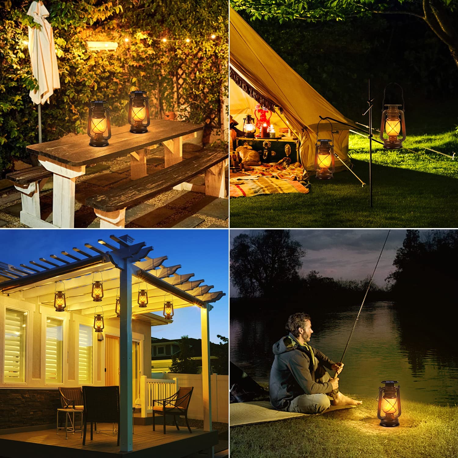 Solar Lights Outdoor Dancing Flame Vintage Led Solar Lantern - Image 2
