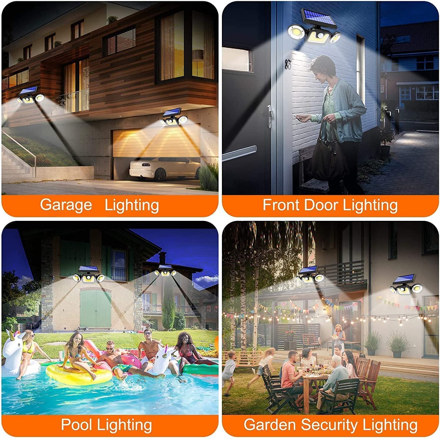 Solar Motion Sensor Flood Light with 3 Adjustable Heads - Image 2