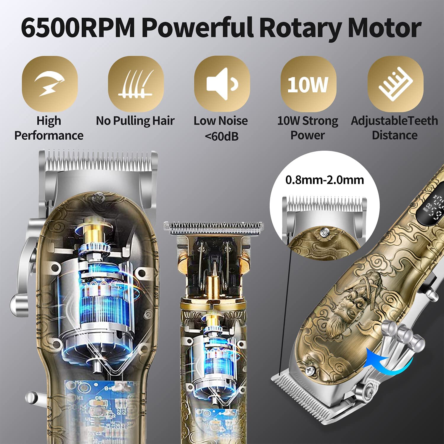 Hair Clippers for Men T-Blade Trimmer Professional Barber Clippers - Image 4